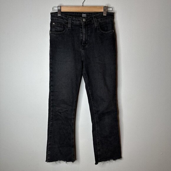 BDG Faded Black Kick Flare High Rise Cropped Raw Hem Denim Jeans Size 26 - Picture 2 of 11